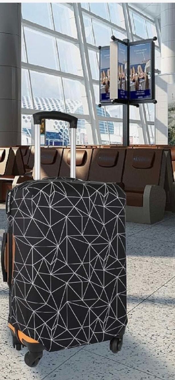Black Octagonal Luggage Cover TSA Approved Elastic XL Side Zippers NWOT